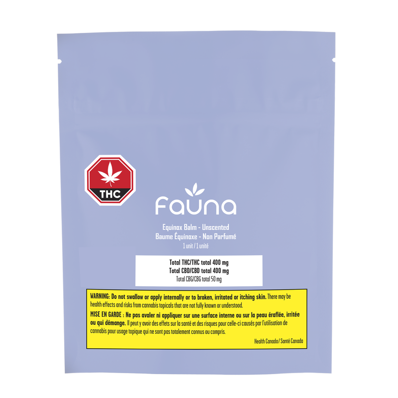 Fauna THC product packaging with branding and warning labels on a white background
