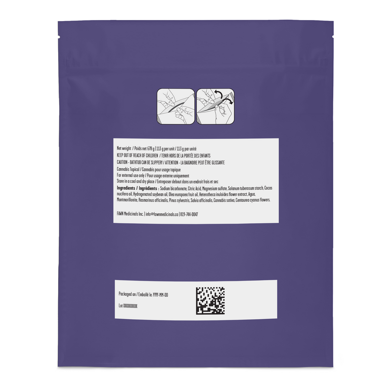 A purple resealable stand-up pouch with a white product information label on the front, photographed against a plain white background. The label includes bilingual product details, a small illustration of dried mushrooms, and a barcode block at the bottom.