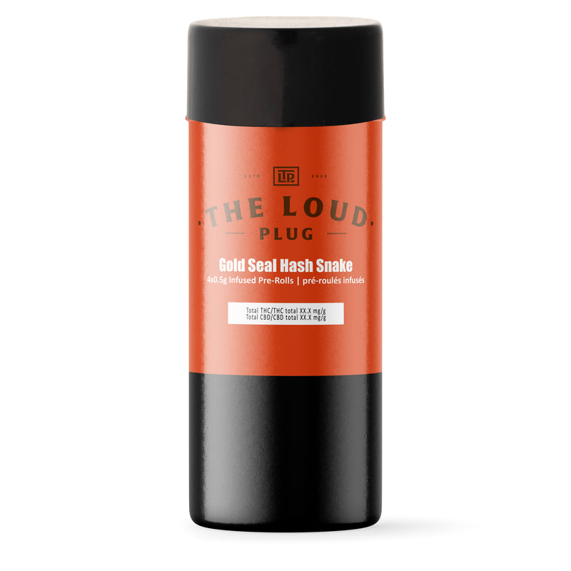 Black and orange container labeled 'The Loud Plug' on a white background