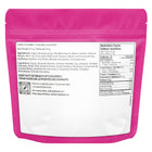 Pink packaging with a nutrition facts label on a white background