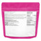 Pink packaging with a nutrition facts label on a white background
