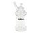 Clear glass bottle with a straw on a white background, featuring the brand 'jublee'.