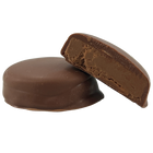 Chocolate-covered confection on a white background