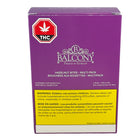 A purple and yellow box of Balcony Premium Edibles Hazelnut Bites - Multi-Pack, featuring a red THC logo on the top left, set against a plain white background.