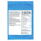 Blue packaging with a white label containing text and nutritional information on a white background