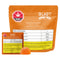 Orange packaging of THC gummies with visible branding and product details.