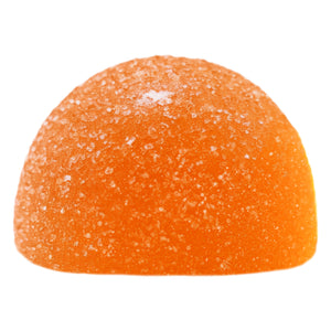 Orange gummy with a white background