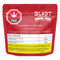 Red packaging of 'Blast' THC gummies with visible text and branding.