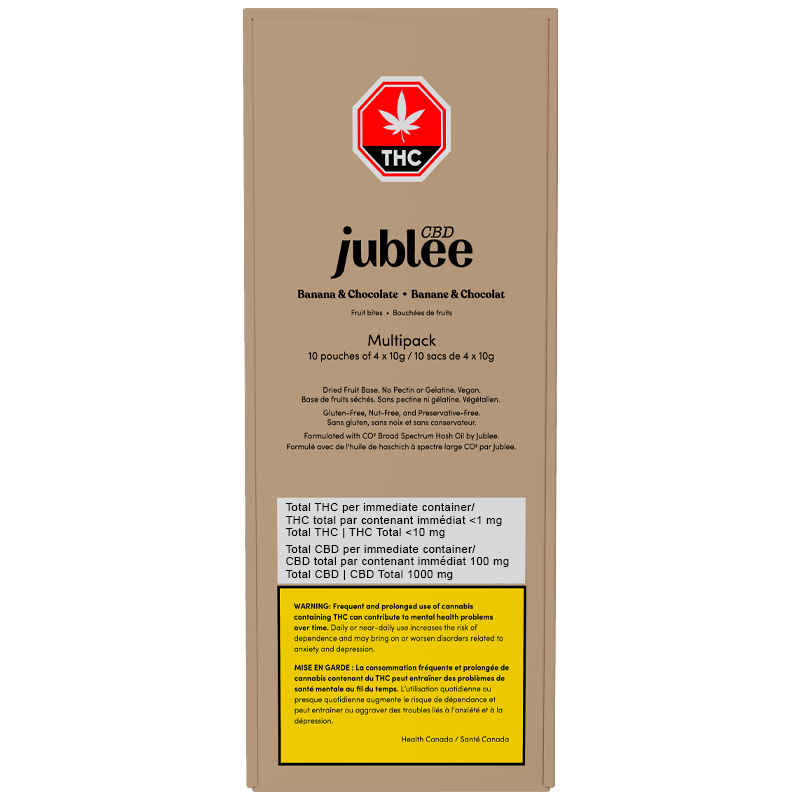 Jublee CBD product packaging with THC logo on a beige background