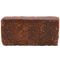 Rectangular block of dark chocolate on a white background