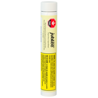 Lip balm tube with yellow label and white cap on a white background