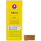 Yellow packaging of jublee Mango & Coco THC product with a bar of chocolate.
