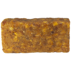 Rectangular block of brown soap on a white background