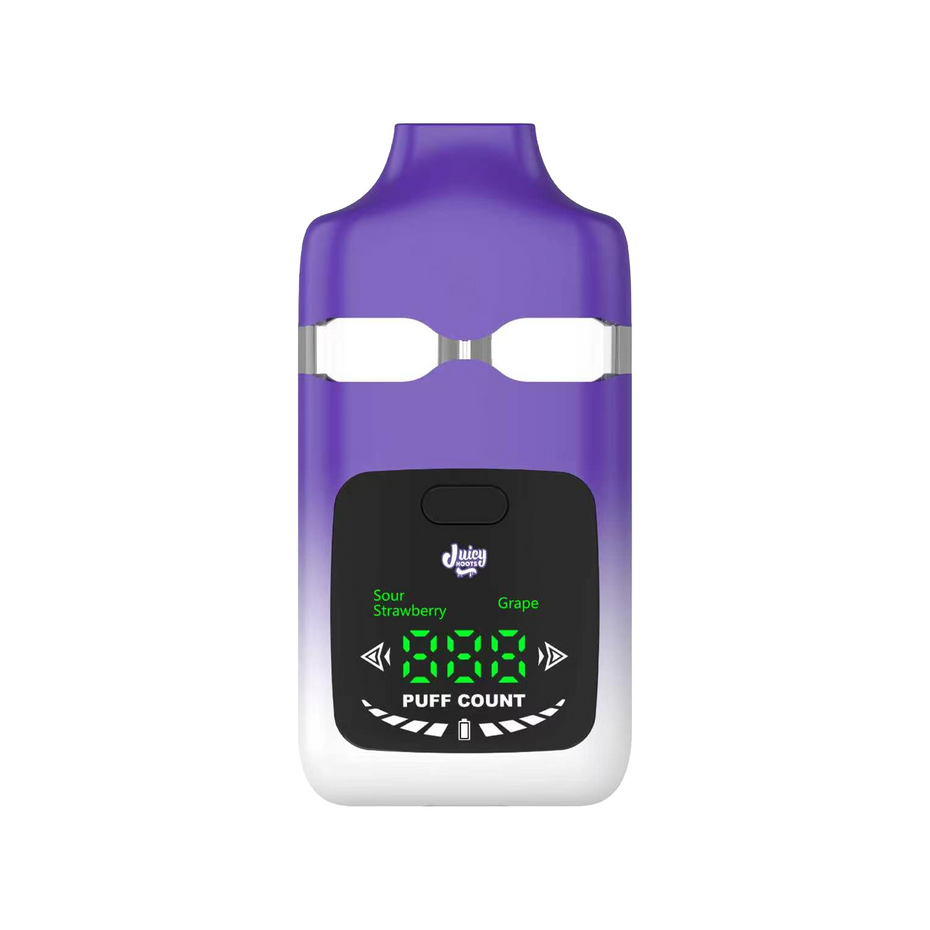 A purple and white disposable vape device with a black digital display screen showing 'JOHNNIE WALKER' and 'PUFF COUNT 0/1000'.