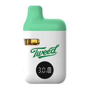 Vape device with 'Tweed' branding on a white background