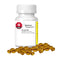 A bottle of Spectrum Therapeutics softgels with a label indicating a cannabis oil product containing THC, CBD, and CBN. The bottle is accompanied by several capsules spilling out in front of it.