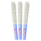 Three glittery sticks with blue handles and red logos on a white background