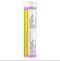 Medication tube with purple and yellow label on a white background