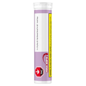 Tube with purple label and red stop sign logo on a white background