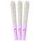 Three glittery tools with purple handles on a white background