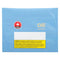 The packaging of Espresso Brownie  blue wrapper, displaying a THC warning label.