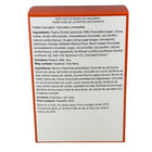 The back of a rectangular brown cardboard box for an edible cannabis/cannabis-composite product, showing a detailed ingredients list and safety warnings in English and French on a white background.