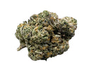 Close-up of a green cannabis bud on a white background