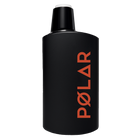 A black cylindrical bottle with a black cap, featuring the word 'PØLAR' printed vertically in orange on the front, set against a plain white background.