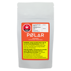Polar cannabis product packaging with warning label on a white background