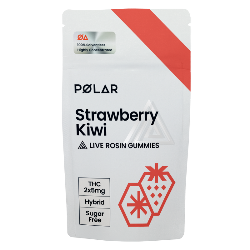 Polar Strawberry Kiwi live rosin gummies packaging on a white background