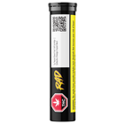 Black and yellow vape pen with RAD branding and THC warning label on a white background
