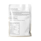 A white stand-up pouch of Elb-Brands 'El Be' Cannabis convertible snack mix, showing the back side of the packaging with printed text, a nutrition label, and a barcode on a white background.
