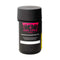 Black container with red and white text on a white background