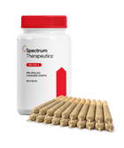 Spectrum Therapeutics pre-rolled cannabis joints with a white container on a white background