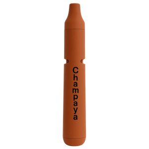Brown vape pen with 'Champaya' branding on a white background