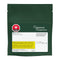 A green pouch packaging of the cannabis bud