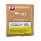 A packaged product labeled 'Emprise' with a cannabis leaf icon, indicating it is a product containing THC. The package is brown with text and a warning label.
