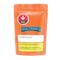 An orange stand-up pouch package labeled 'THC' with a red warning-style cannabis icon and the product name 'Skullcrusher' in large blue letters, photographed on a plain white background.