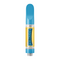 A single disposable vape pen shown vertically on a plain white background. The device has a bright blue mouthpiece and base, a clear middle section filled with yellow liquid, and the brand name 'SKULLCRUSHER' printed vertically in blue with a white outline.