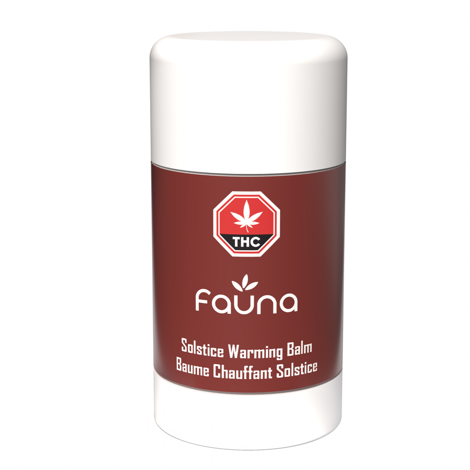Fauna Solstice Warming Balm container with THC logo on a white background