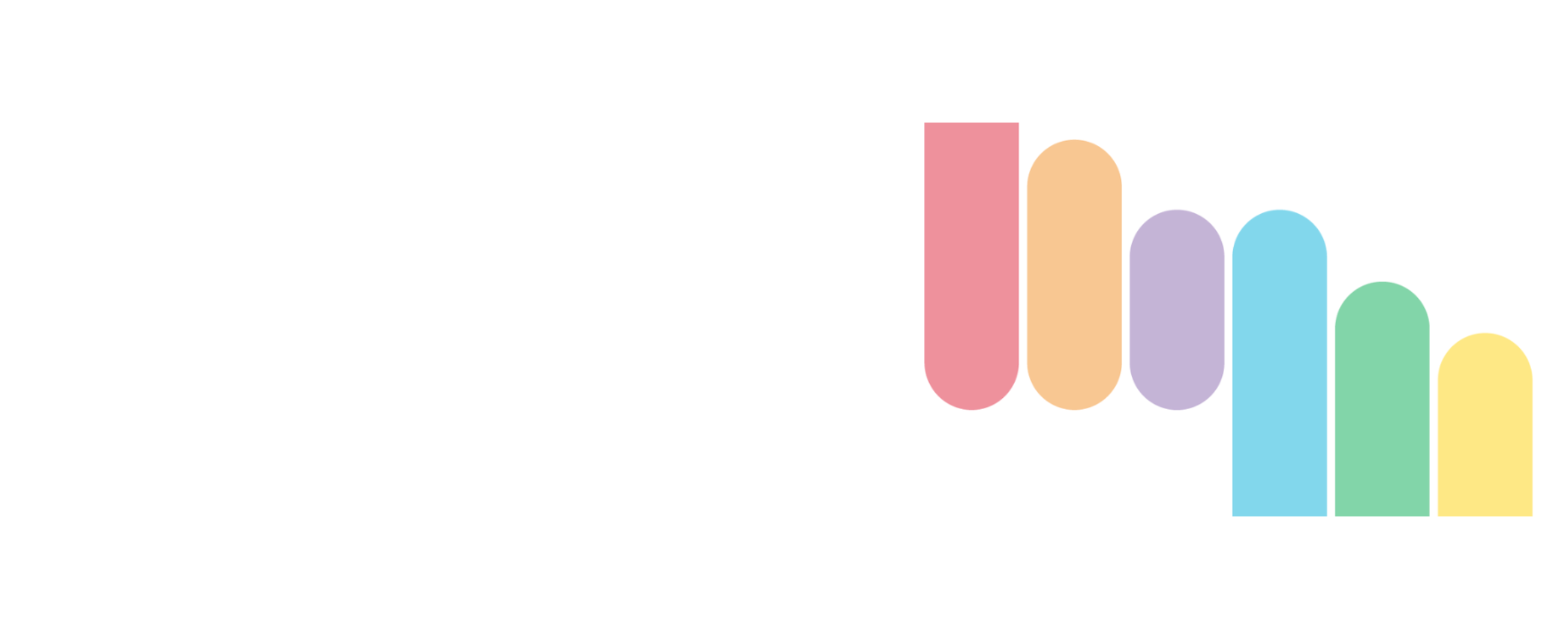 A series of five pastel-colored, rounded rectangular shapes arranged in descending height from left to right, representing Spectrum Colours