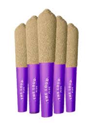 Five cosmetic applicators with purple handles and beige tips on a white background
