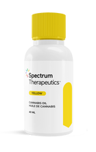 Spectrum Therapeutics cannabis oil bottle with yellow cap on a white background