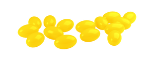 Yellow jelly beans on a white background