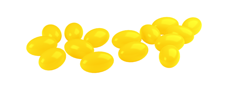 Yellow jelly beans on a white background