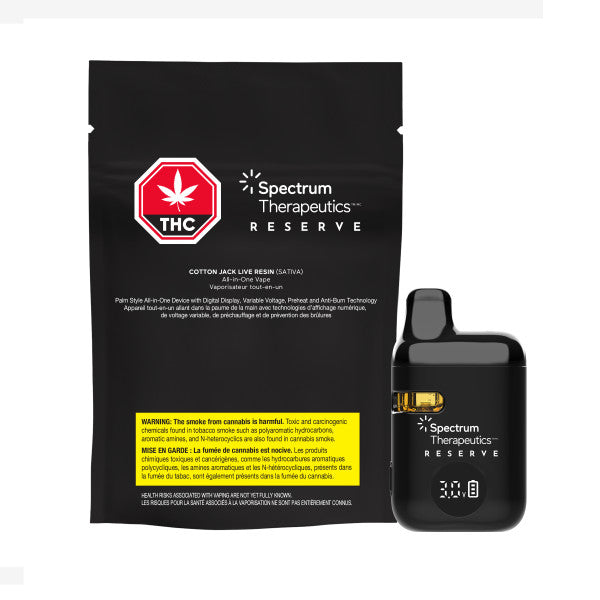 Spectrum Therapeutics Reserve THC vape device and packaging on a white background