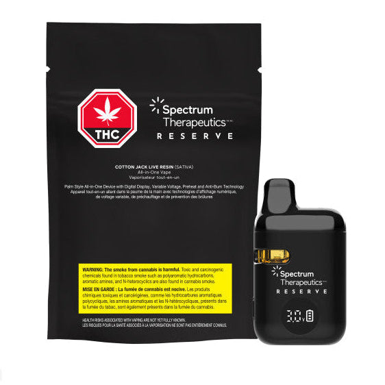 Spectrum Therapeutics Reserve THC vape device and packaging on a white background