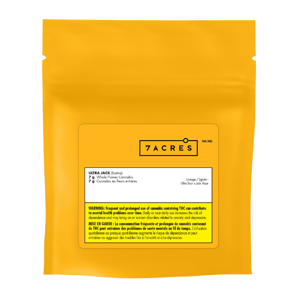 7ACRES Ultra Jack Bud packaging in yellow with warning label