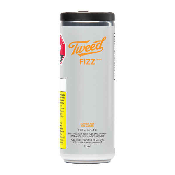 Tweed Fizz can with yellow text on a white background
