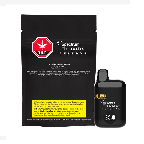 Spectrum Therapeutics Reserve THC vape device packaging on a white background